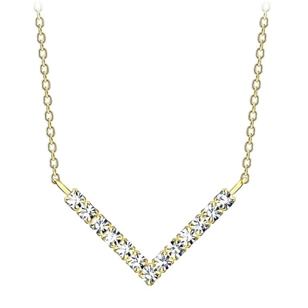 Yellow Gold Silver Chevron Necklace